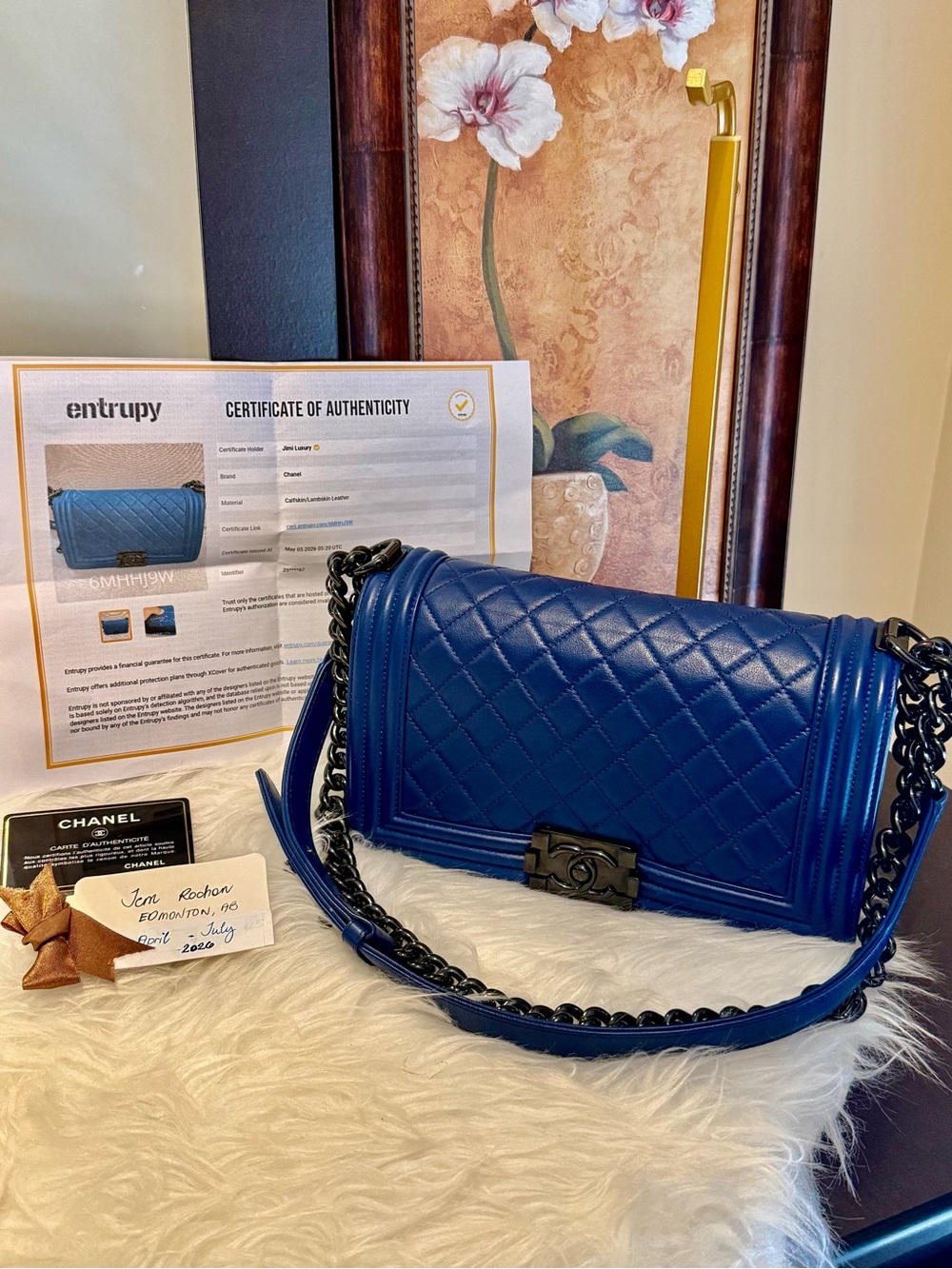 🌸CHANEL Navy Blue Quilted Boy Shoulder Bag🌸